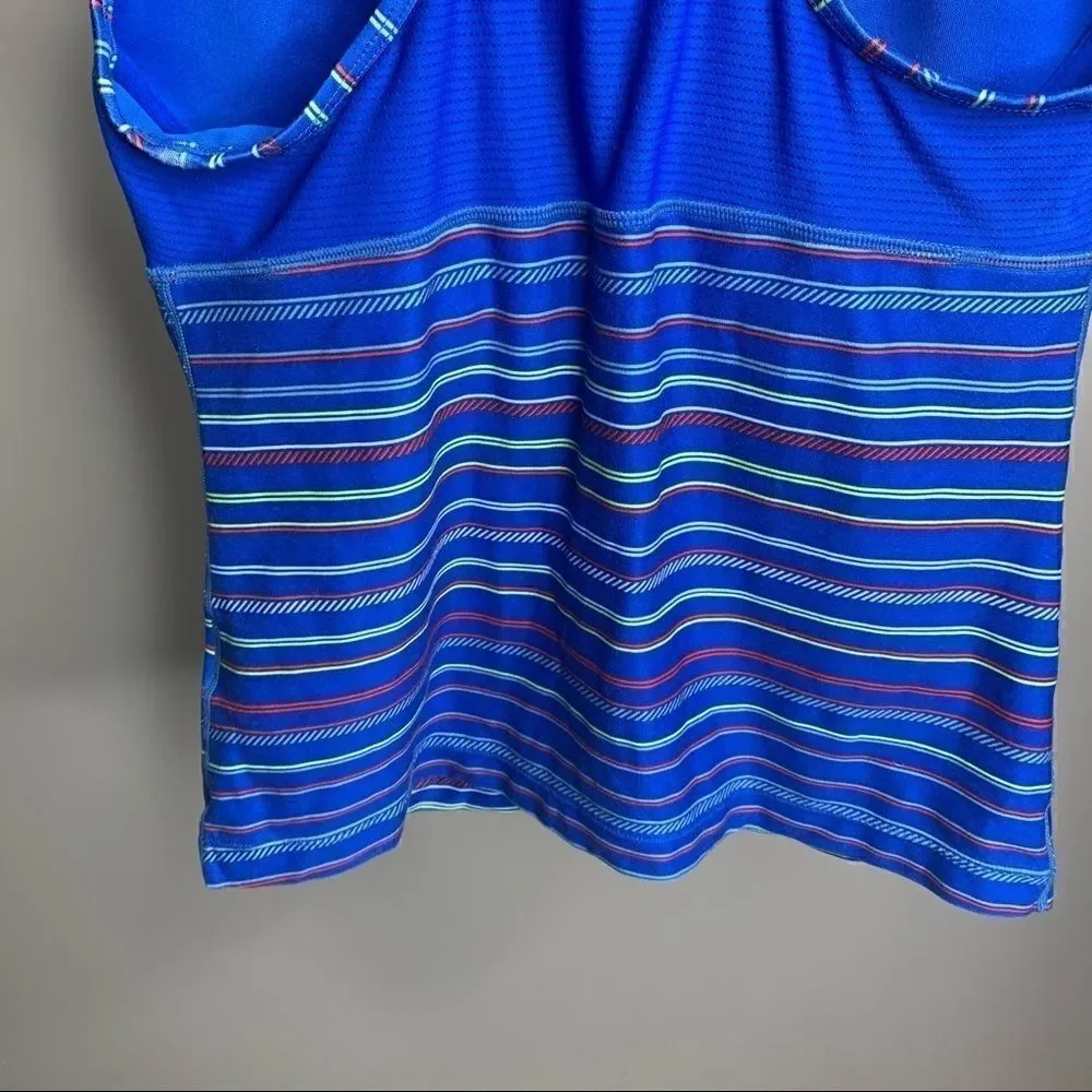 Nike blue racer back medium workout stripes top